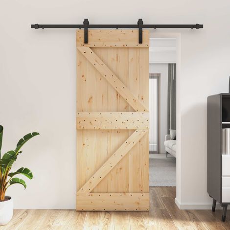 vidaXL Porta scorrevole Naturale e Nero 85 x 210 cm