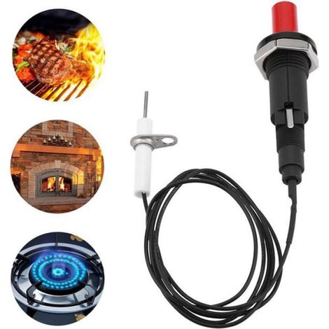 Kit allumeur piézo électrique à bouton avec câble, pour barbecue gaz, cuisinière, radiateur, four et chauffage. (1/5)