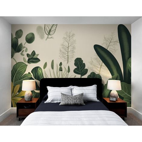 Papier Peint Feuillage - Illustration Botanique - 150 x 250 cm (1/2)