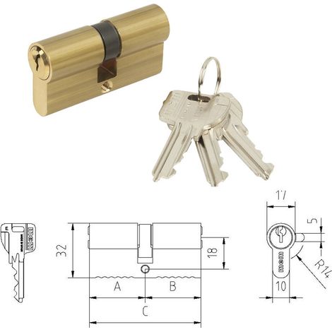 Profilo cilindro serratura C-7035x35 R-14 ottone per 1501