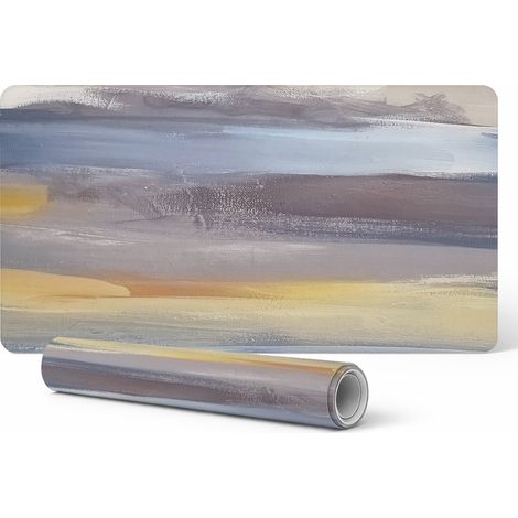 Alfombrilla protectora para encimeras de oficina, dise帽o abstracto de paisaje, 100x50 cm.