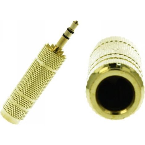 Convertitore Adattatore Audio Stereo da 3,5mm Maschio a 6,35mm Femmina Colore Oro