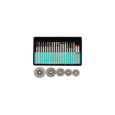 Ensemble de 25 fraises diamantées pour Dremel et Proxxon – Outils rotatifs 3,2 mm – Pour ébavurer, graver, polir, couper (1/5)