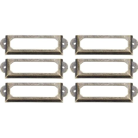 Sollbry Retro-Etikettenrahmen, 10 Stück, antike Bronze, Etikettenhalter, Metallrahmen, Vintage-Namensschild, Etikettenkarte für Möbel, Schubladen, Schränke, Aktenschränke (70 x 33 mm) (1/5)