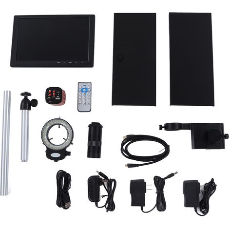 Kit Caméra Microscope Industriel 24MP 2K, Écran LCD 10.1", Objectif C-Mount 150X USB, Réparation Téléphone, Alimentation 100-240V Prise US (1/5)