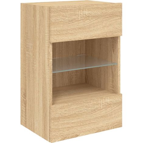 Mobile TV multimediale scaffale TV televisione buffet sala da pranzo soggiorno camera da letto a parete con luci LED Rovere Sonoma 40 x 30 x 60,5 cm marrone 020028014
