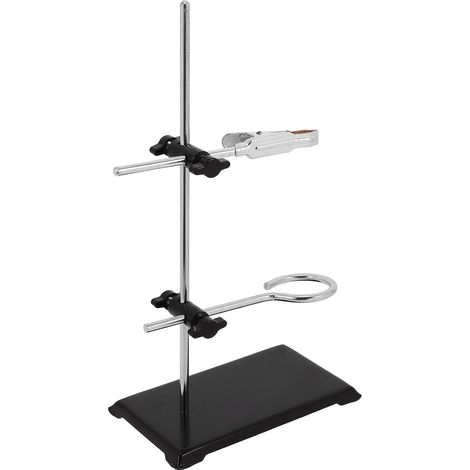 Support de Laboratoire en Fer Ajustable avec Base Carrée Noire, Facile à Nettoyer, pour Installations Expérimentales en Chimie (1/5)