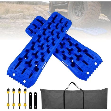 Set of 2 Sand Recovery Boards, Traction Mats, All-Purpose Sand Recovery Boards, Camper Van Snow Recovery Boards, Plastic Traction Mats, Off-Road Accessory, Recovery Board for Mud, Sand, and Snow, Blue