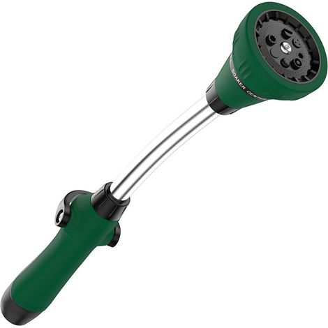 Lanza pulverizadora de 8 funciones con mango ergonómico y conexión rápida para mangueras de jardín, 38 cm (15 pulgadas), material: metal/plástico, conforme a la norma estadounidense/europea. (1/5)