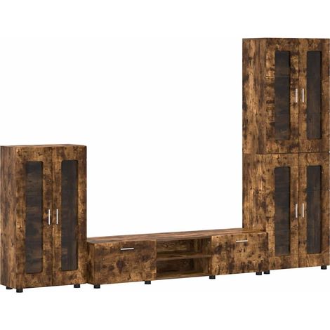 TV Cabinet Set FLORIN 3 pcs Smoked Oak Engineered Wood vidaXL