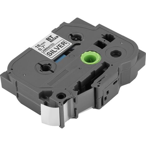 Ruban adhésif noir sur argent mat TZz M941 P touch de 8 m, compatible avec l'étiqueteuse Brother, 18 mm (1/5)