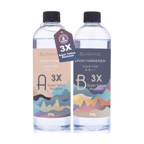 Résine époxy brillante 3X résistante au jaunissement 500g, résine autonivelante et durcisseur, claire et sans bulles, convient pour les bijoux, les revêtements en bois et les résines (1/5)