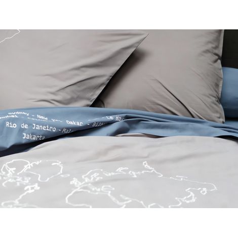 Drap plat 180x290 cm brodé NAVIGATEUR par Sylvie Thiriez