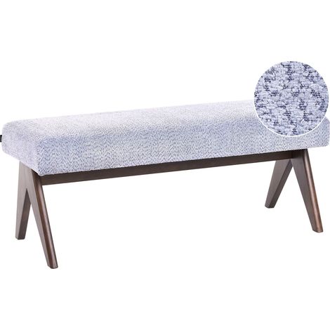 Panca da letto Boucle Panca da corridoio Gambe in legno Azzurro e marrone scuro Tamre (1/5)