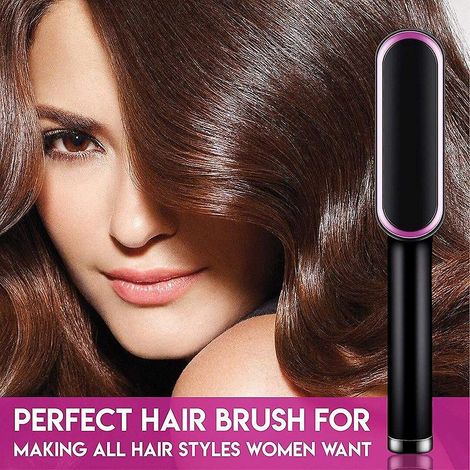 Peigne lisseur noir mat, brosse et fer à lisser (1/5)
