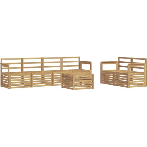 Outdoor Sofa Set 7 pcs White Solid Acacia Wood vidaXL (1/5)