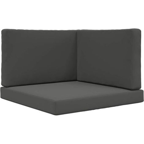 Ensemble de trois coussins pour canapé d'extérieur, en polyester gris anthracite (1/5)