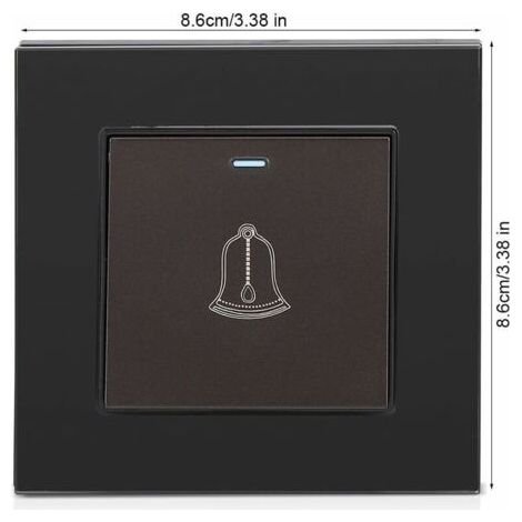 Bouton Sonnette Exterieur, 220250V Interrupteur de Sonnette à Panneau en Verre trempé Bouton Poussoir de Carillon étanche sans Fil, 3.38 inch (1/4)