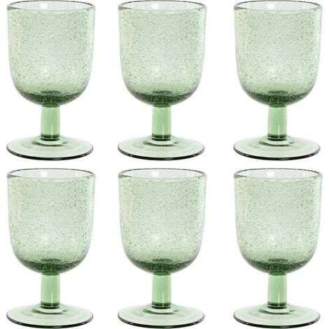 Copa Set 6 Cristal 8X8X14 300Ml Burbujas Verde (1/3)