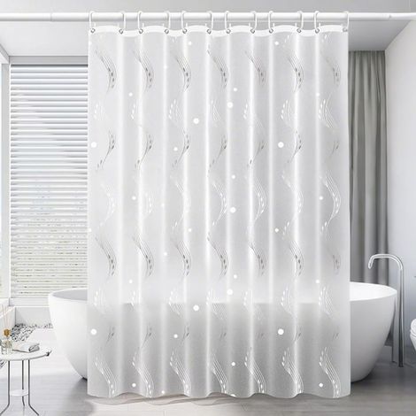 120L x 200H cm Rideau de Douche PEVA, Rideaux Salle de Bain Semi Transparent Imperméable Anti Moisissure pour Baignoire Cabine de Douche Transparente (1/5)