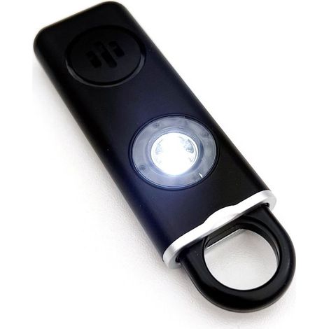 Alarme personnelle avec batterie rechargeable, noire, 130 décibels, porte-clés et lampe torche (1/5)