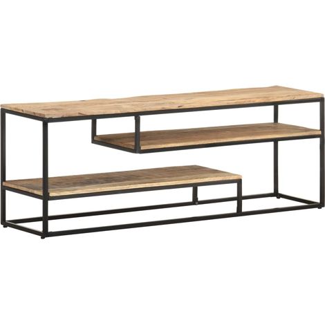 Mobile TV multimediale scaffale per televisione televisore buffet sala da pranzo soggiorno camera da letto 130 x 30 x 45 cm legno di mango grezzo marrone