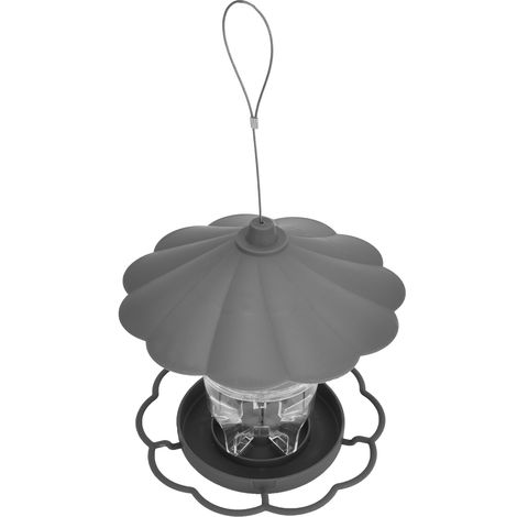 Mangeoire suspendue transparente en forme de pavillon avec toit pour jardin ou cour (1/5)