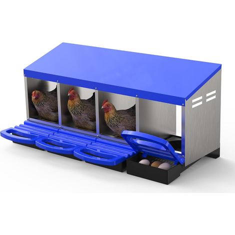 Pondoir pour Poules 4 Compartiments en Acier Galvanisé - Nestoir avec Bac de Récupération des Œufs - Fixation Murale (1/5)