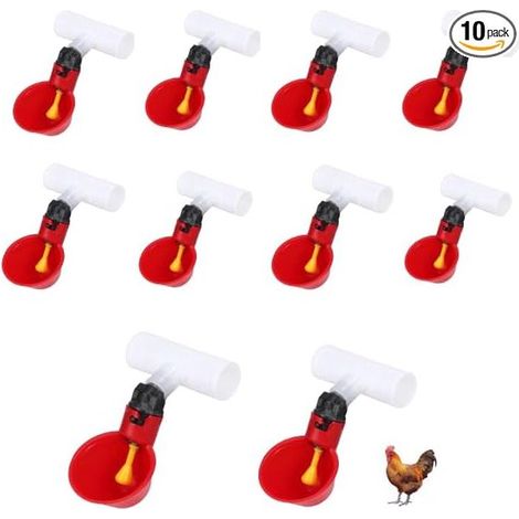 Chicken Water Cups Chicken Water Drinking Bowl Automatic Chicken Water Cups 1/2 Inch Chicken Feeding Tools Red for Chicks Ducks Geese (1/5)