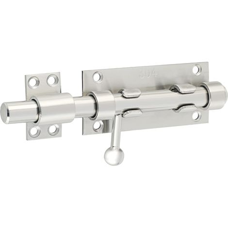 Juego de 2 cerraduras de cerrojo deslizante de 15 cm (6 pulgadas), pestillo de puerta de acero inoxidable, cerradura deslizante, cilindro plateado. (1/5)