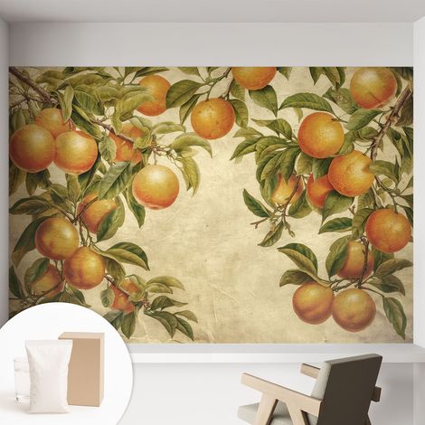 Tapete Vliestapete mit Kleber modern - Wanddeko für Küche - Klebefolie Wand - luxus Look Fruchtzweige 152x104 cm (1/5)