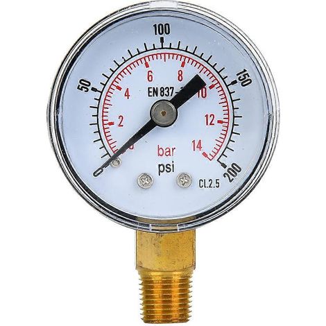 Mechanisches Manometer mit 1/8-Zoll-BSPT-Bodenanschluss für Luft, Öl und Wasser (0-200 psi 0-14 bar)