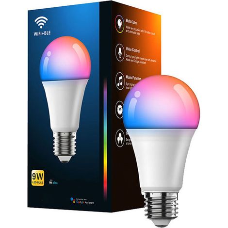 Ortviai Ampoule LED intelligente WiFi E27 9 W, dimmable, 2700–6500 K, 16 millions de couleurs (1/5)