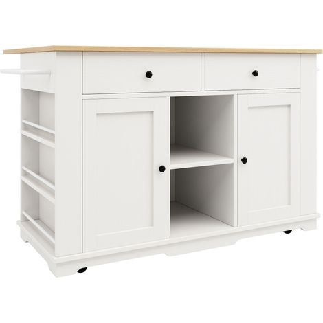 CAIziÎlot cuisine blanc, chariot service plan bois avec multiprise intégrée (1/5)