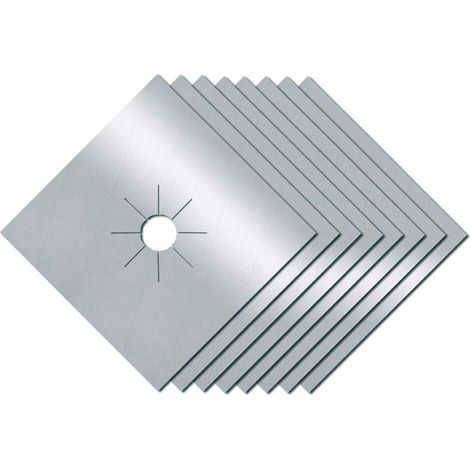 Couvercle Bruleur Plaque De Cuisiniere - 27 x 27 cm - Épaisseur 0,2 mm - Matériau PTFE + Tissu Fibre De Verre - Argent - Lot De 8 (1/5)