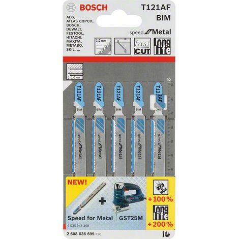 5 Stück Stichsägeblätter T 121 AF Speed for Metal Bosch (1/3)