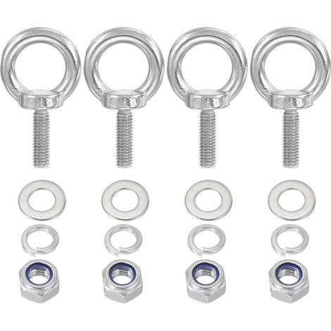 4 Pièces M8 x 25mm Boulon À Œil Avec Écrou Boulon À Œil Argent (1/5)