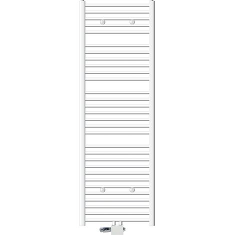 ECD Germany Badheizkörper Mittelanschluss 600 x 1800 mm Weiß gebogen mit Thermostat und Anschlussgarnitur Universal Eck- und Durchgangsform Weiß - Heizkörper Heizung Handtuchwärmer Handtuchtrockner (1/5)