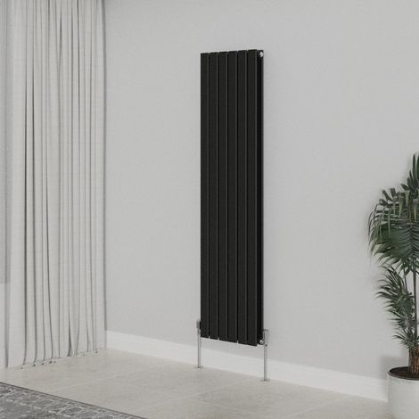WarmeHaus Vertical 1600x408mm Flat Panel Radiator Black Double (1/5)