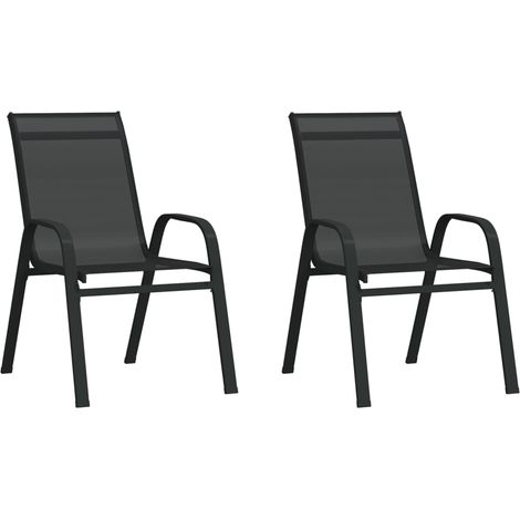 Sillas de jardín apilables 2 unidades textilene negro vidaXL (1/5)