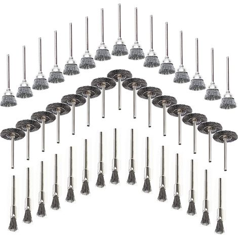 45 pièces Brosses Métalliques, Fil d'acier Inoxydable Métallique de Forage Brosses Rotatifs, pour Métal pour Perceuse Outils, Polissage, Dérouillage, Bois en Ébarbage
