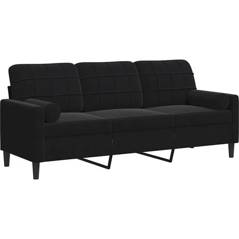 Maison Exclusive - Divano a 3 Posti con Cuscini Nero 180 cm in Velluto