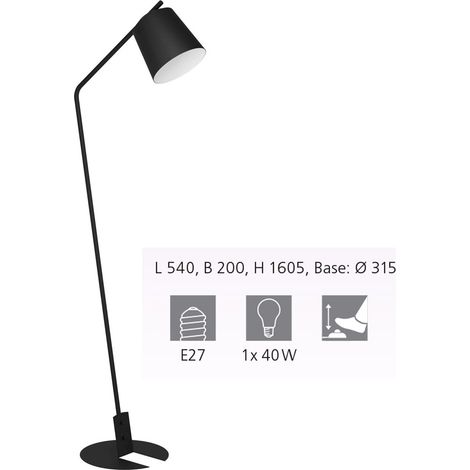 Piantana Contemporanea Oneda Acciaio Nero 1 Luce E27 (1/5)