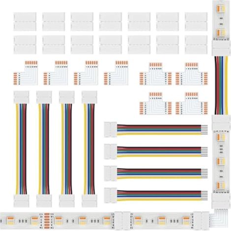 6 Pin 12mm SMD LED Connector Kit L Splitter Right Angle Corner, Shape for PWM SMD RGB CCT Strip Lights (1/5)