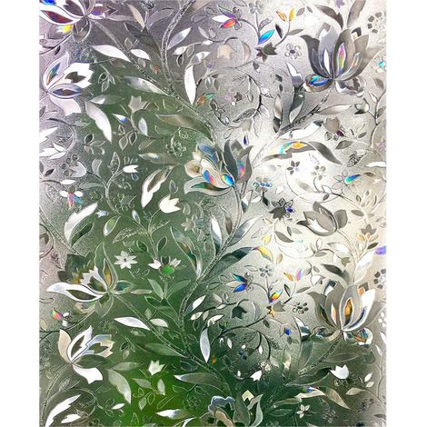 BRAVIX 3D Film pour Fenêtre Film Electrostatique Protége Intimité Anti-UV Décoratif Film Vitre Anti Regard Motif Tulipes Fleurs 60×200cm (1/5)