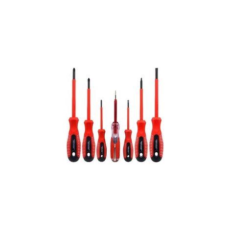 7-teiliges 1000-V-isoliertes Schraubendreher-Set, hochwertiger CR-V-Stahl mit magnetischen Schwarzoxid-Bits und rutschfestem TPR-Griff (1/5)
