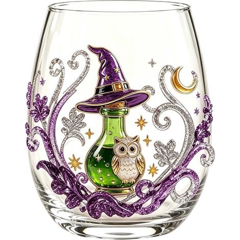 Mundgeblasenes Whiskyglas, Halloween-Design (1/2)