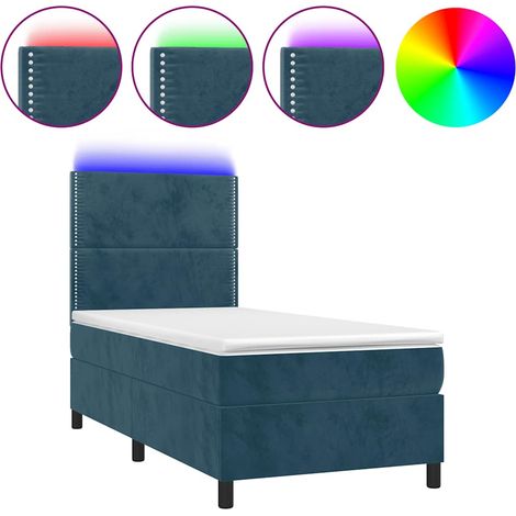 Maison Exclusive - Boxspringbett mit Matratze & LED Dunkelblau 90