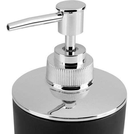 4-teiliges Badezimmer-Accessoire-Set inklusive Becher, Zahnbürstenhalter, Seifenschale und Seifenspender (schwarz) (1/5)