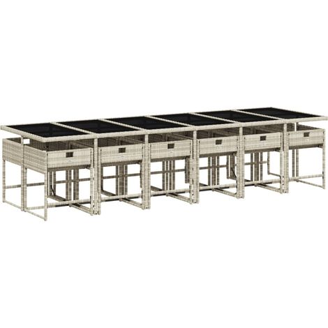vidaXL Set da Pranzo da Giardino 13pz con Cuscini Grigio in Polyrattan